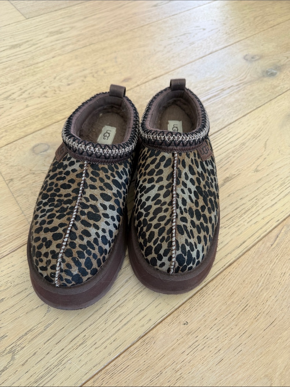 UGG Leopard-Print Platform Slip-Ons in Brown